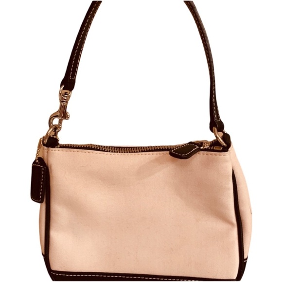Coach Vintage Mini Bag Pale Pink with Apple Green Interior Black Leather Accents - Picture 2 of 8